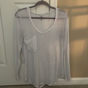 Z Supply White V-Neck Long Sleeve